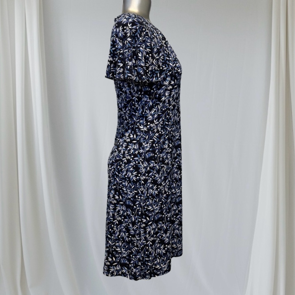 Tommy Hilfiger Blue and White Flutter Sleeve Sheath Dress - Picture 4 of 16